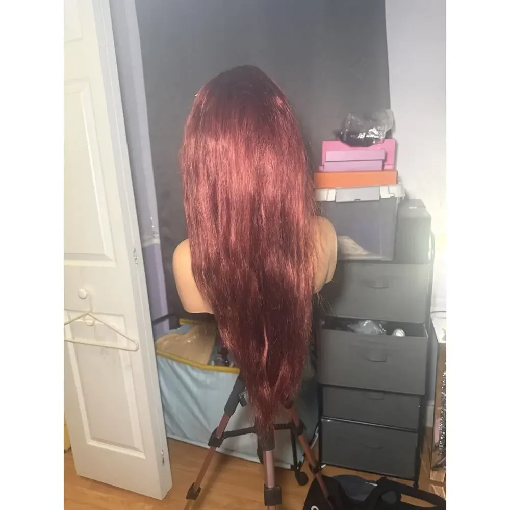 100% Human Hair 13x4 Lace Front Wig Burgundy